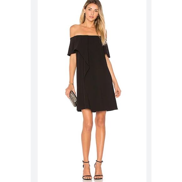 Halston Cold Shoulder Drape Dress Mini Minimalist Old Money Assymetrical Size 10 - Picture 1 of 7